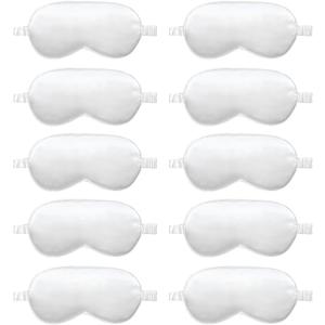 10 Pack Sleep Mask,Silk Eye Mask,for Night Sleeping,Office, Travel,Party Games,Suitablefor Men/Women (White)