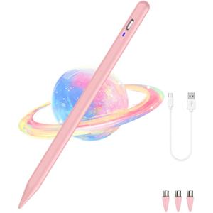 Universal Magnetic Stylus Pen for iOS/Android,Rechargeable Touch Screen Pen for Drawing & Writing Tablet Stylus with POM Tip for iPhone/Samsung/XiaoMi/Huawei/Vivo/Lenovo and Other Android device -Pink