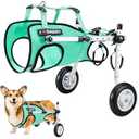 Nasjac Dog Wheelchair for Back Legs  Lightweight Portable Wheelchair with Reflective Stripes, Adjustable Pet Wheelchair Cart for Senior, Arthritis, Paralyzed, Injured, or Disabled Dogs (Green, S)