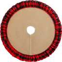 Tatuo 19.7 Inch Christmas Tree Skirt Decorations Linen Burlap Tree Skirt Round Xmas Cover for Christmas Party Mat Fall Indoor Clearance Outdoor Holiday Family Winter Home Decorations(Red-Black Plaid)