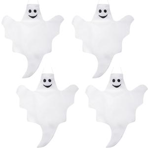 Skylety 4 Pcs 32 Inch Outdoor Halloween Ghost Decorations Tree Hanging Windsock White Flying Ghosts for Indoor Outdoor Tree Front Yard Porch Lawn Garden Pillar Party Decorations (Classic Style)