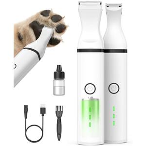 oneisall Dog Paw Trimmer, Cordless Paw Hair Trimmer for Dogs with Double Blades, Quiet 2 Speed Small Dog Grooming Clippers for Paws, Eyes, Ears, Face, Rump (White)
