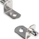 1/4 Inch (6.35mm) Shelf Pins L-Shaped Metal Support Pegs Bracket-Style Clips for Bookshelf Kitchen Cabinet Cupboard Shelves Holders, 20 PCS Nickel Plated Silver