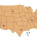 Juvale US Map Cork Board - Travel Tracking Map with Pins - Frameless Natural Cork Wall Decor - Easy Wall Mount for Home & Office Decor - 16"x 10", Brown, 10 Black Pins