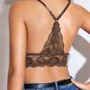 Avidlove Bralettes for Women Lace Wireless Bra V Neck Racerback Crop Top Adjustable Lingerie No Padded (Medium, Brown)