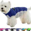OUOBOB Small Dog Coat, Dog Jackets for Small Dogs, Warm Winter Jacket, Puppy Coat with Harness Built in, Waterproof Dogs Jacket, Puppy Cold Weather Coats, Pet Winter Clothes Snowsuit Shih Tzu Bichon, Blue