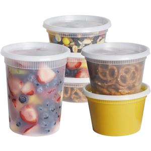 GUSTO To Go Food Containers with Lids [8 oz, 16 oz, 32 oz - 48 Count] - Deli Plastic Food Storage Containers with Lids for Meal Prep, Leftovers, and Freezer Storage - Formerly Comfy Package