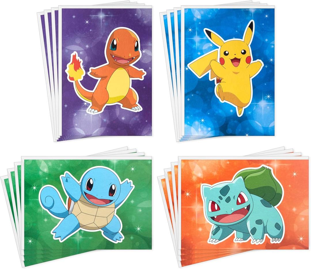 Hallmark Pokmon Kids Birthday Card Assortment (16 Cards with Envelopes) Pikachu, Bulbasaur, Squirtle, Charmander