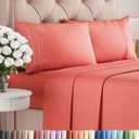 King Size 4 Piece Sheet Set - Comfy Breathable & Cooling Bed Sheets Set - Hotel Luxury Bedding for Women, Men, Kids, Teens, Boys & Girls - Deep Pockets, Ultra-Soft and Wrinkle Free - Oeko-Tex - Coral