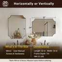 MOON MIRROR Brushed Nickel Bathroom Mirror, 24"x32" Scalloped Wall Mirror, Vintage Notched Corner Mirror, Anti-Rust Metal Framed Mirror for Bathroom, Thin Frame Deep 1", Hangs Vertical or Horizontal