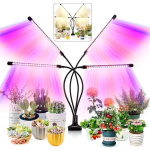 Grow Light for Indoor Plants - Upgraded Version 80 LED Lamps with Full Spectrum & Red Blue Spectrum, 3/9/12H Timer, 10 Dimmable Level, Adjustable Gooseneck, 3 Switch Modes