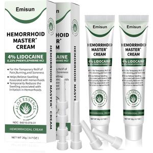 Hemorrhoid & Fissure Ointment, Hemorrhoid Treatment and Hemorrhoid Cream with Lidocaine 4% and Phenylephrine HCI for Fast Relief of Pain, Swelling, Itching, Burning, Hemorrhoidal treatment, 2 Pack-IO