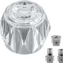 Shower Faucet Handle and 3 Adapter, Compatible with Delta Faucet RP41661, RP2391, RP17451, H71, RP2389 Handle, Offset Hole Shower Knob for Shower/Tub Faucet, 2-1/2" x 2-1/8" Clear Acrylic Finish