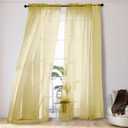 OVZME Mustard Yellow Sheer Curtains 108 Inches Long, Light Filtering Airy Transparent Lightweight Voile Rod Pocket Window Curtains for Bedroom, Living Room, W42 x L108, Set of 2 Drape Panels