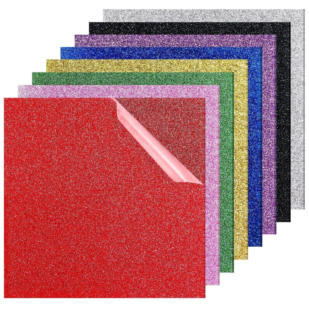 8 PCS Glitter Acrylic Sheets, Cast Opaque Acrylic Panels 8 x 8 in, 1/8 in Thick 3 mm Board, CO2 Laser Cutting Engraving Blanks, Protective Film, Sign Making Crafts Decor, Maker Projects
