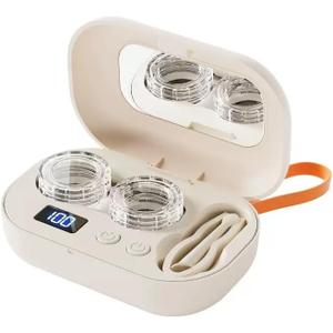 Portable Ultrasonic Contact Lens Cleaner, Rechargeable 360 High-Frequency Vibration Cleaning Case, 3 Modes with USB Powered, Soft & Hard Lens Cleaner for Travel, Gym, Office & Daily Use