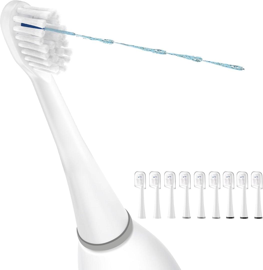 Toothbrush Heads, 9 Pack, Compatible with Sonic Fusion & Fusion 2.0, SF-01, SF-02, SF-03, SF-04 (White, Soft)