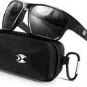 suoso Sports Polarized Sunglasses for Men: TR90 UV400 Protection Sun Glasses Womens Wrap Around Goggles for Drving Fishing (C02-black)