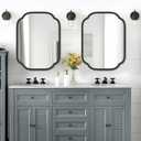 Ferytange Black Bathroom Mirror for Wall, 18" x 24" Rectangular Wall Mirror for Bathroom Metal Frame Farmhouse Rounded Corner Wall Mirror (Horizontal/Vertical)