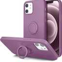 Hython Case for iPhone 12 Case & iPhone 12 Pro Case with Ring Stand, 360 Rotatable Ring Holder Magnetic Kickstand, Shockproof Rubber Protective Phone Case Cover with Microfiber Lining, Lilac Purple