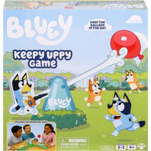 Bluey Keepy Uppy Game. Help, Bingo, and Chilli Keep The Motorized Balloon in The Air with The Character Paddles for 2-3 Players. Ages 4+