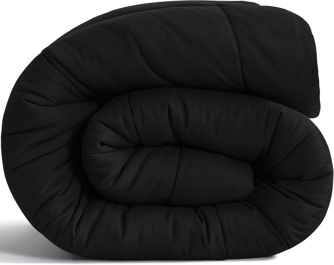 NTBAY Twin Comforter - Down Alternative Comforter Duvet Insert, All Season Bedding Quilted Duvet Insert with Corner Tabs, Machine Washable, Black (Twin(68x90 Inch) Pack of 1)