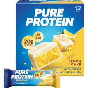 Pure Protein Bars, High Protein, Nutritious Snacks to Support Energy, Low Sugar, Lemon Cake, 1.76 oz, 12 Count (Pack of 1)(Packaging May Vary) Best by 01 April 2026