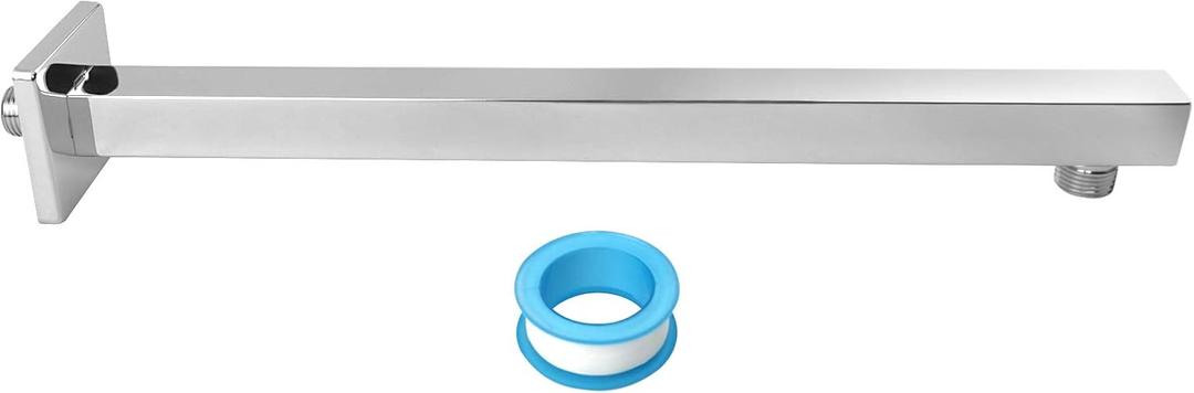 NearMoon 16 Inch Shower Arm, Rain Shower Head Extension Extender, With Flange and Teflon Tape, Made of Thicken Stainless Steel for Bathroom Rainfall Showerhead (Chrome Finish)