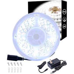 10Ft Rope Light Indoor Tape Lights LED Strip Lights for Vanity Mirror Bedroom with Dimmer Control for Kitchen, Cabinet, Shelf, Super Bright Flexible Cuttable Under Cabinet Lighting Counter