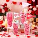 Thyle 6 Pack Valentine's Day Gifts Buckets with Label Flags, Red Heart Popcorn Treat Buckets Plastic Heart Party Favor Boxes for Valentine Gifts Filling Galentine Party Supplies Weddings Anniversary