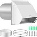 4 Inch Wall Vent Cover with Screen and Damper,Heavy Duty Stainless Steel Exhaust Vent Cover Cap,Dryer Vent Pipe is 81/4 inch and Long Enough for House White