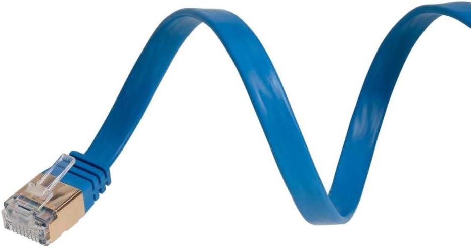 100FT U/FTP Flat Design CAT7 Gold Plated Shielded Ethernet RJ45 Copper Cable 10 Gigabit Ethernet Network Patch Cord (100FT, Blue)