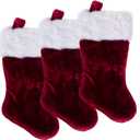 Christmas Stocking 3 Pack 19 Inch Christmas Stocking Personalized Plush Cuff Red White Christmas for Family Christmas Decoration Fur Stockings Gift Bags for Kids Classic Stocking Decorations (8)