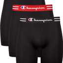 Champion Men's Performance Stretch Boxer Briefs - 3 Pack (Black, XXL)