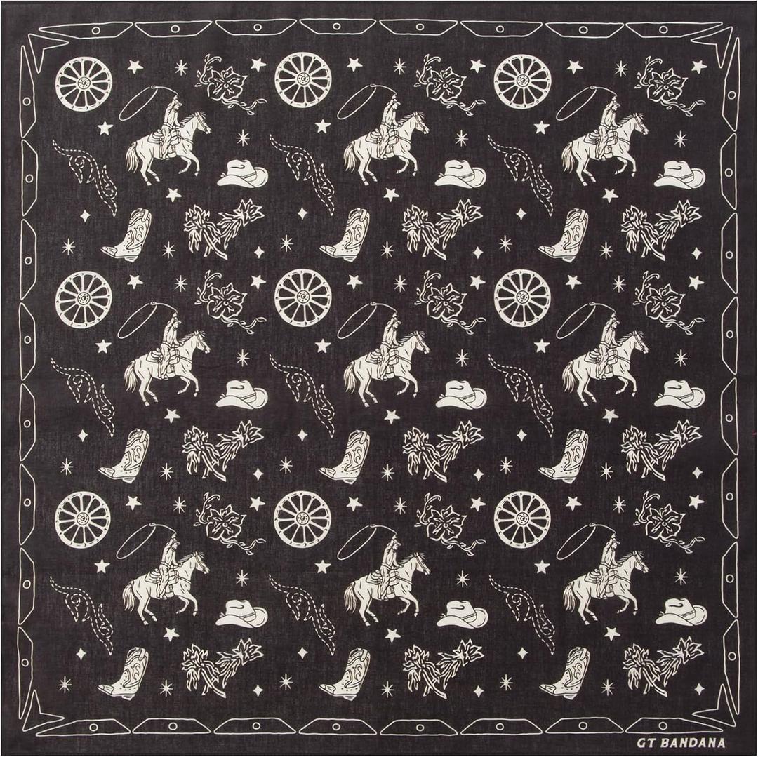 22"x22" Cowboy Element Cotton Bandana Multi-Purpose Headbands