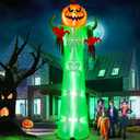 12FT Halloween Inflatable with LED Light, Kalolary Giant Pumpkin Halloween Outdoor Decoration Scary Pumpkin Skeleton Blow up Inflatable for Home Family Party Halloween Holiday Yard Lawn Indoor Decor