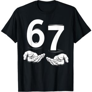 Funny Six Seven 6 7 Meme Gen Alpha Slang 6 7 Hands T-Shirt, Small