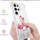 Hungo Compatible for Samsung Galaxy S25 Ultra Case for Women Girls Clear Design Cute,Girly Girls Skin Pink Couple Flamingos in Love Heart Animal