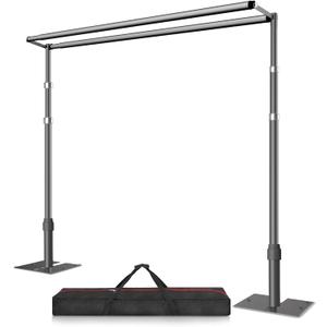 12x10ft Double Crossbar Pipe and Drape Stand Kit, Heavy Duty Backdrop Stand Adjustable, Sturdy Metal Back Drop Decoration Frame with Flat Base for Parties, Wedding,Trade Shows, Photo Shoot - Black