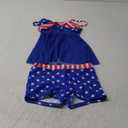 Girls Swimsuits Criss Cross Tropical Print Mesh Dress Bathing Suits with Shorts 2 Piece Tankini for Teens (11-12 Years, Usa Flag)