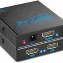HBAVLINK 8K HDMI Splitter 1 in 2 Out 4K 120Hz- HDCP 2.3, VRR, HDR, Dolby/DTS5.1/7.1-1x2 HDMI 2.1 Splitter Mirror Display for PS3/4/5, Apple TV, Xbox, Fire TV Stick/Cube, Roku Stick, etc