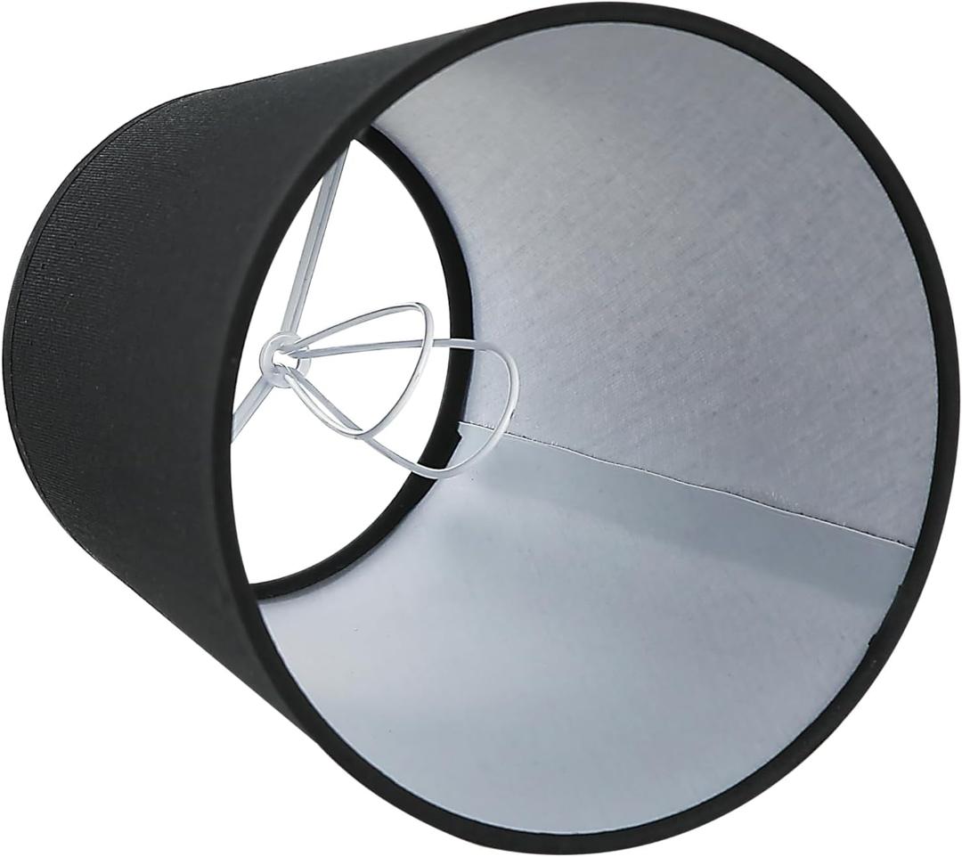 5 Pack Black Chandelier Shades, 4" Top x 6" Bottom x 6" High Barrel Lamp Shade, 4x6x6 Inch Linen Fabric, Perfect Fit for 5-Light Pendant Light Wall Sconce, Clip On Bulb E12 Socket (Set of 5)