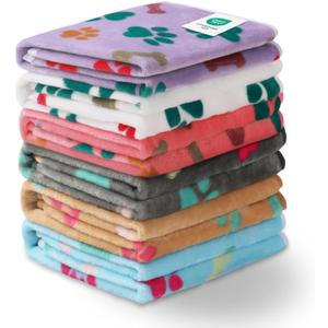 Luciphia 1 Pack 6 Dog Blankets Cat Soft Fluffy Fleece Pet Blanket Warm Cute Print Design Puppy Kitten Doggy Bone Medium(30"x20")