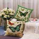 Vintage Butterfly Throw Pillow Cover 18x18 inch,Watercolor Bloom Flowers Garden Cushion Cover Farmhouse Nature Theme Spring Home Decorative Pillowcase ,4Pack for Sofa Couch Porch Patio (Beige)
