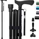 Foldable Walking Cane for Men & Women, Lightweight Aluminum Adjustable Cane with Ergonomic Handle, Non-Slip Rubber Base, Walking Sticks for Seniors Balance,Collapsible Cane for Assistance Travel