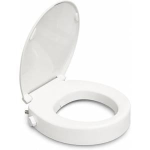 Raised Toilet Seat with Bidet for Seniors, 3" Height, Heavy Duty Slow Close Elevated Toilet Seat with Never Loosen Hinges, Fits Most Round Toilets, No Electric Cold Water Only (Round 16.5'')