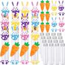 Honeydak 16 Set Easter Candy Containers Easter Egg Rabbit Carrot Felt 4 oz Clear Plastic Test Tubes with Screw Caps Candy Holder for Party Favors DIY Prizes Gift