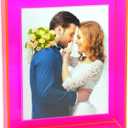 5x7 Acrylic Picture Frame for Wall and Tabletop Neon Floating Photo Frame with Decorative Bright Color, Neon Pink