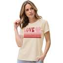 qdl Valentine's Shirts for Women - Cute Heart Short Sleeve Tee Valentine's Day Blouse Top (XL)