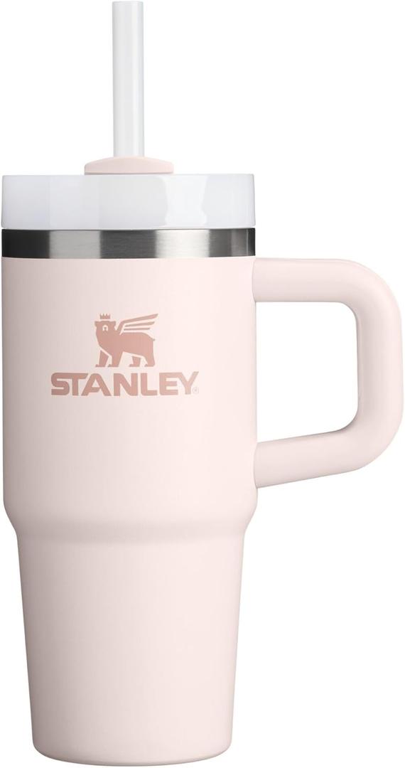 STANLEY Quencher H2.0 Tumbler with Handle and Straw 14 oz | Flowstate 3-Position Lid | Cup Holder Compatible for Travel | Insulated Stainless Steel Cup | BPA-Free | Rose Quartz 2.0